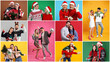© New Africa - Christmas and winter holidays celebration. Photos of happy couples combined in collage