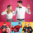 © New Africa - Christmas and winter holidays celebration. Photos of happy couples combined in collage