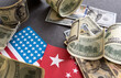© Angelov - 100 US dollar bill in flags of china and usa background