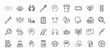 © PixeloAI - Medical and healthcare line icon set. Vector pictograms of brain, spine, doctor, surgery scalpel, dental tools, pills, anatomy, and first aid, thin outline illustration.
