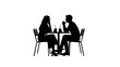 © Asid - Cafe silhouette : a silhouettes couple in love is immersed in a moment of tender conversation at a cafe table, drinking a refreshment.