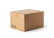 © photohappy - Isolated cardboard shipping box on a pure white background, ready for delivery. Essential packaging for modern commerce and logistics, cardboard, global, plain