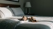 © retirementfun - A tranquil scene of anticipation. Morning light streams across soft white bedding, highlighting the intimate preparation space ,belly ,dwelling ,intimate