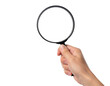 © devdesignnotes - Hand holding magnifying glass for investigation, showing search analysis, or visual discovery of data details