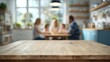 © morepiixel - A cozy kitchen scene focused on a wooden table, with a family gathering in the background, creating a warm and inviting atmosphere.