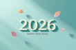 © puritut - a serene minimal style new year artwork displaying delicate gradients, floating abstract shapes, and gentle shadows, with ' happy new year 2026 ' presented in a crisp.