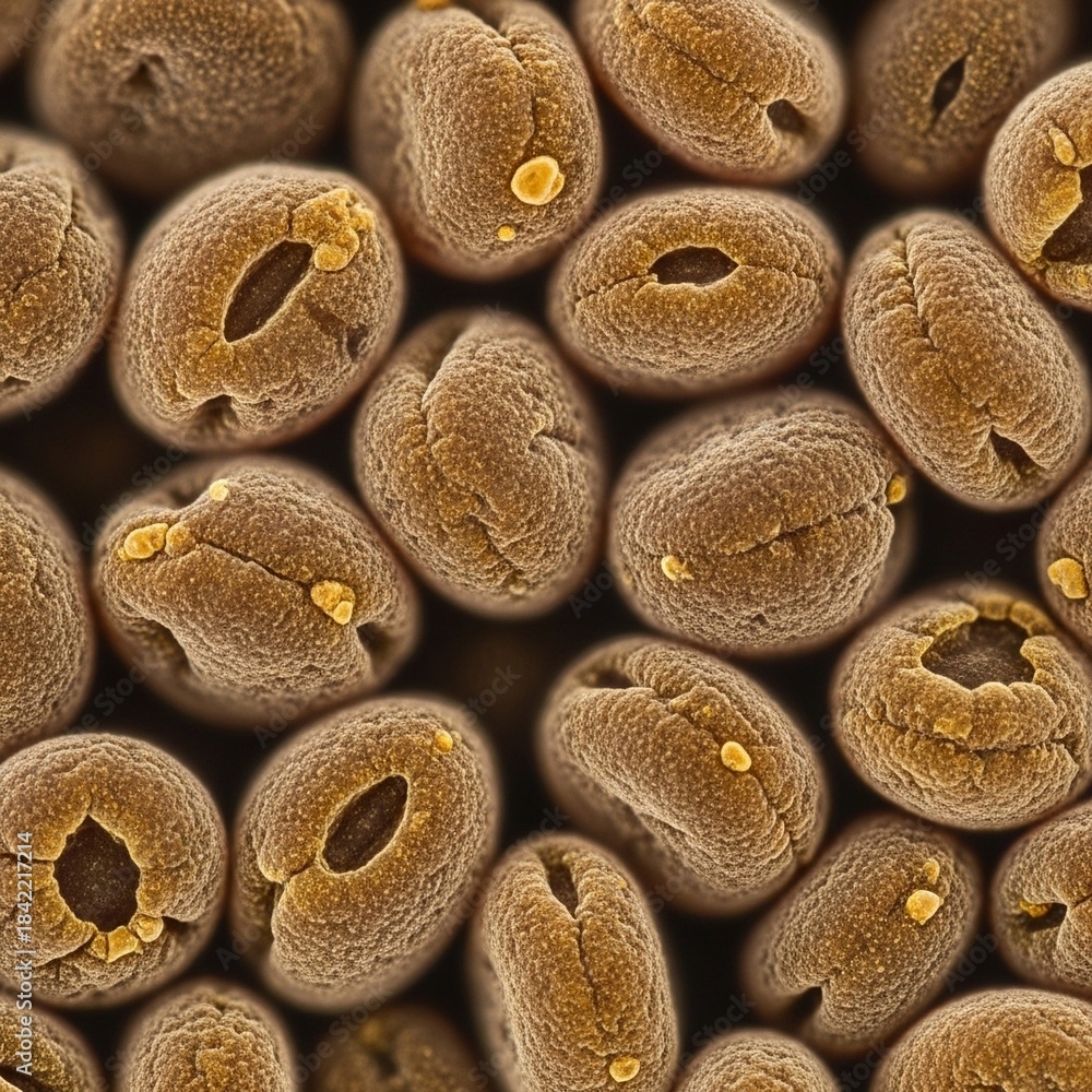 Soft Pollen Color Scientific macro imagery of pollen surface detail showing textured ...
