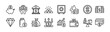 © Vilogsign - Finance thin line icon set. Contains savings, piggy bank, currency, safe, dollar coin, profit, investment growth chart, earning money increase, deposit, credit card, balance, gold, jewelry - vector