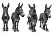© 4Max - Detailed black and white donkey engraving art with vintage style