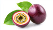 © wolfelarry - passion fruits and a half with leaves isolated on white background