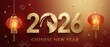 © 5 Grace Media - Happy Chinese New Year 2026 Golden Horse Design with Lanterns.