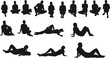 © Sohan Creatives - Silhouettes of people sitting and reclining in casual postures, body language, lifestyle, mindfulness, relaxation, wellness reference