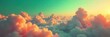 © prachaya - Fluffy clouds, vibrant neon orange and green hues, magical, bright