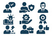 © Artstock - Set of monochromatic business symbols representing professional success, quality assurance, and expertise