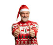 © opolja - Merry satisfied smiling mature man wear knitted christmas sweater Santa hat posing showing thumb up like gesture wink isolated on transparent background Happy New Year 2026 celebration holiday concept