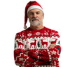 © opolja - Merry satisfied smiling mature man wear knitted christmas sweater Santa hat posing on isolated transparent background. Happy New Year 2026 celebration holiday concept