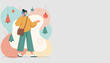 © Creative Vector - Casual woman on a smartphone call surrounded by festive Christmas decorations representing holiday communication or sales