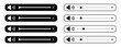 © VECTOR ZONE - Black and White Audio Volume Slider Icon Set Featuring Mute, Low, Medium, and High Sound Levels in Flat UI Style for Media Player Interface, App Controls, and Web Design