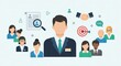 © theo - Illustration representing human resources, recruitment and hiring processes concept