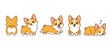 © 张锋 - Adorable set of cartoon Corgi dog characters in various cute and playful poses, including a view of the famous butt, winking, running, sitting, and sleeping, sweet pet vector illustration