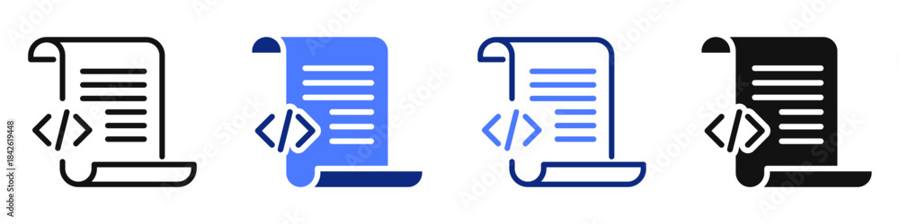 Vector icon or logo of programming code script related to coding and ...