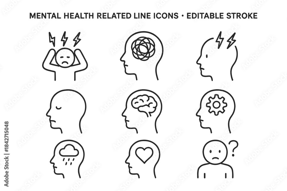 Overthinhking Icon Mental Health Icons – Emotions, Anxiety, Overthinking and Emotional ...