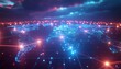© Dewi - Explore the futuristic global cybersecurity network map with glowing neon blue and purple nodes. Perfect for visualizing digital transformation, cyber risk strategy, and secure global data exchange.