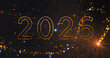 © PhoenixStock - Gold 2026 lettering typographic with camera paparazzi flashlight in particle backdrop. Concept of a new beginning and adieu. Sparkling luxurious royal festive happy new year bg. Wishing friends family