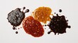 © Lasvu - Colorful sauce splashes with texture and vibrant appearance on white background.