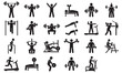 © Open Expression - Gym workout and fitness exercise silhouette icon set