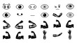 © dani - Eyes and arm icons in black emotions gestures strength and health