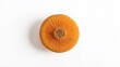 © Sona - Mushroom viewed from below with orange gills and brown cap on a white background.