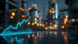 © Rifqi - Glowing blue chart over blurred industrial background at night. Concept for financial forecast, energy market analysis and investment strategies