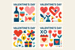 ©  knockkknock - Valentine's day flat icon set. featuring heart, wine, gift, flower, arrow, and love letter symbols