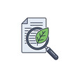 © sitimunirotul - Researching nature and environmental topics with a magnifying glass over a document and a green leaf icon