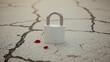 © Sona - Padlock on cracked ground symbolizing security and vulnerability. Security and protection concepts. Fundamental security devices and infrastructure. The theme of safety and safeguarding.