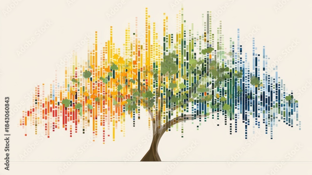 Visual Representation Color Tree Business color chart shaped like a tree, [organic data visualization ...