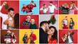 © New Africa - Christmas and winter holidays celebration. Photos of happy couples combined in collage