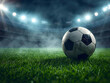 © Kaizka - Close up soccer ball in the corner of filed with fog