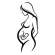 © mbak - Pregnant Woman Silhouette with Fetus Illustration.