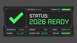 © godsfavoritearts - Futuristic system status ready checkmark screen vector interface