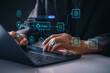 © IDOL'foto - AI agent controlling intelligent automation processes on laptop by software developer in modern office, generating code, managing digital tasks and analyzing data through virtual interface