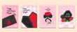 © lichichu - Creepy Valentine gothic Postcard Design, Spooky Valentine, Pastel Goth digital stickers, Alternative Valentine day  Hand-drawn Vector