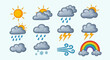 © Lina - Weather Icons Set: Sunny Cloudy Rainy Snowy Windy Rainbow.