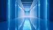 © James - Blue Light Architectural: The modern architectural design features a sleek corridor, accentuated by clean lines and an inviting blue glow that evokes a sense of futuristic elegance and spatial depth.