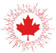 © Sheremeta - Red Maple Leaf with Bursting Rays Graphic Illustration