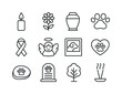 © Влада Яковенко - Pet Loss Symbols. Pet loss rituals. Line icon set of Pet loss ri