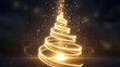 © creativestore - Glowing golden spiral forms a magical christmas tree against a dark festive background