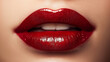 © Rattanapon - Close-up of beautiful woman lips with red ombre lipstick, soft matte texture and sensual makeup look, fashion and beauty background.