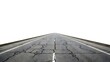 © William - A cracked empty asphalt road stretches into the distance marked with white lines